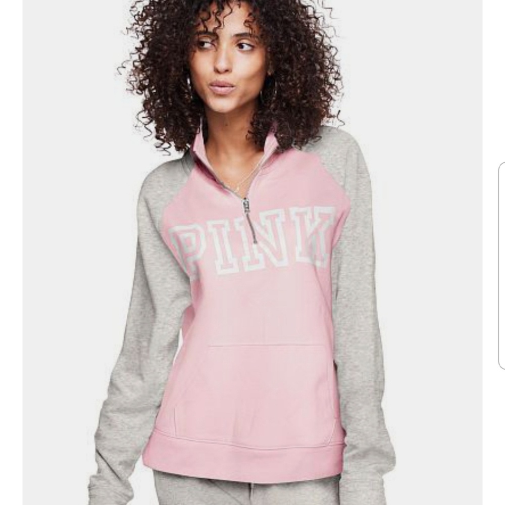 Vs Pink quater zip crew